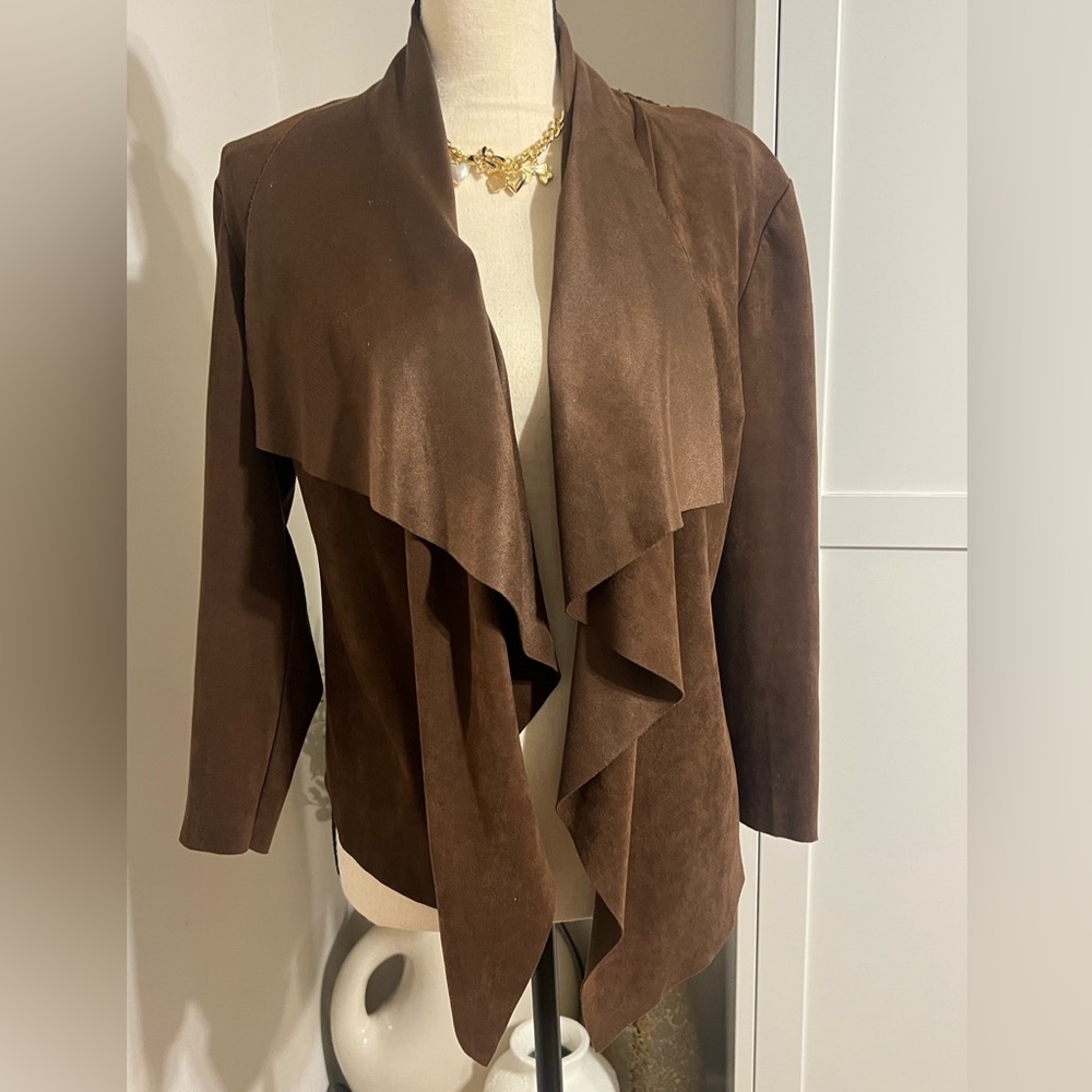 Alberto Makali Brown Blazer Waterfall Front Design